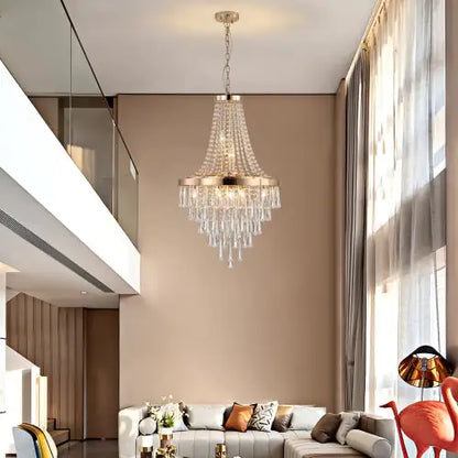 Opulent Golden Crystal Chandelier