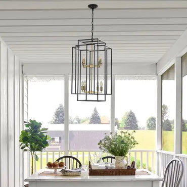 Black & Gold 8-Light Tiered Chandelier