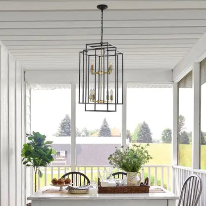 Black & Gold 8-Light Tiered Chandelier