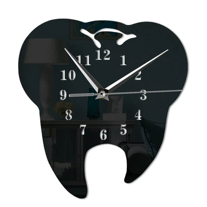 3D Acrylic Tooth-Shaped Wall Clock for Dental Decor