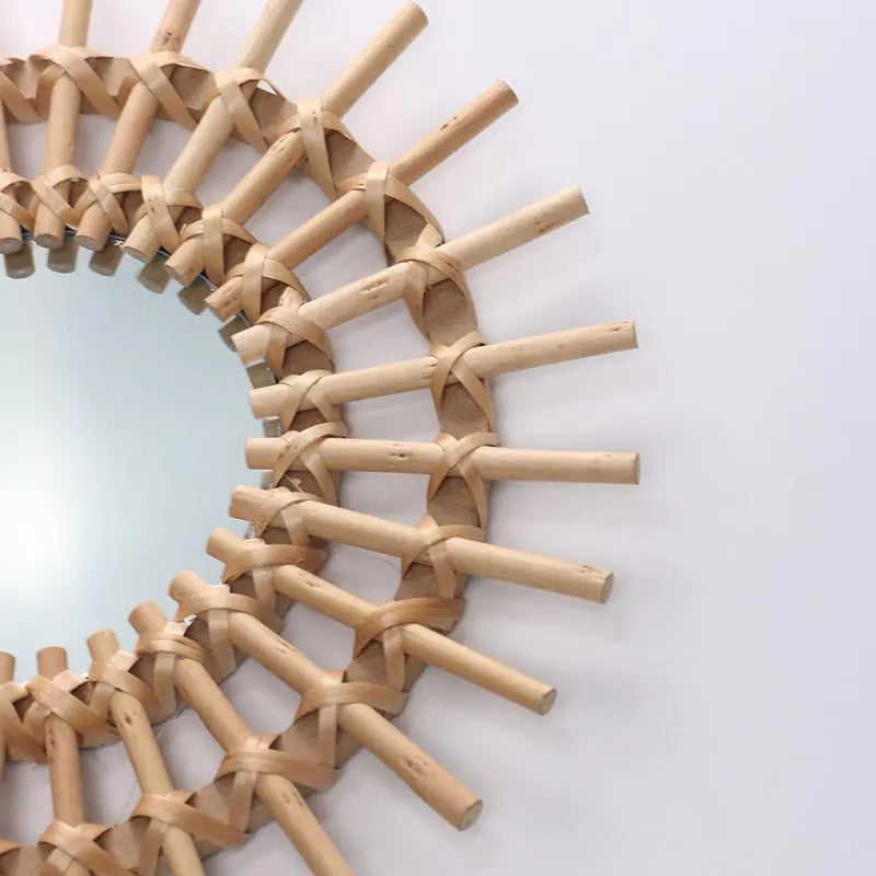 Gold Woven Decorative Mirror - Nordic Handmade Bamboo Wall Art