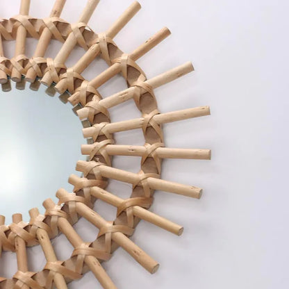 Gold Woven Decorative Mirror - Nordic Handmade Bamboo Wall Art