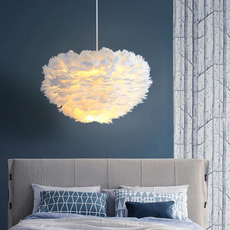 Contemporary Heart Feather Pendant Light