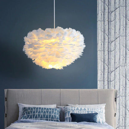 Contemporary Heart Feather Pendant Light