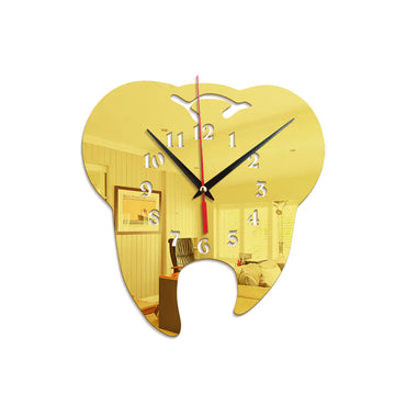 3D Acrylic Tooth-Shaped Wall Clock for Dental Decor