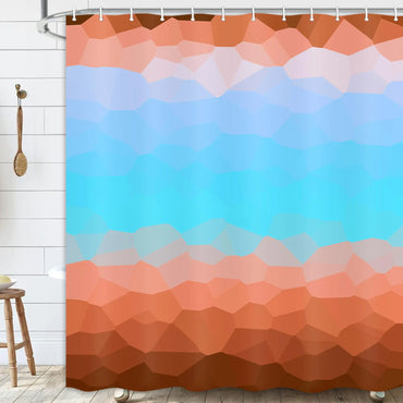 JAWO Modern Shower Curtain Abstract Geometric Shower Curtains for Bathroom Decor Farmhouse Minimalist Fabric Shower Curtain Set 69x70 Inch Terracotta Blue