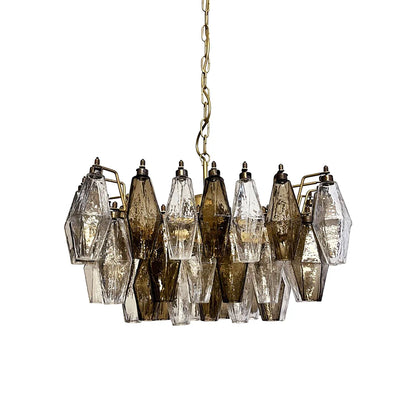 Smoked Poliedri Murano Glass Chandelier
