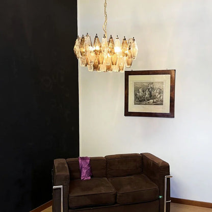 Smoked Poliedri Murano Glass Chandelier