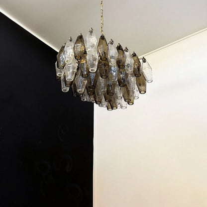 Smoked Poliedri Murano Glass Chandelier