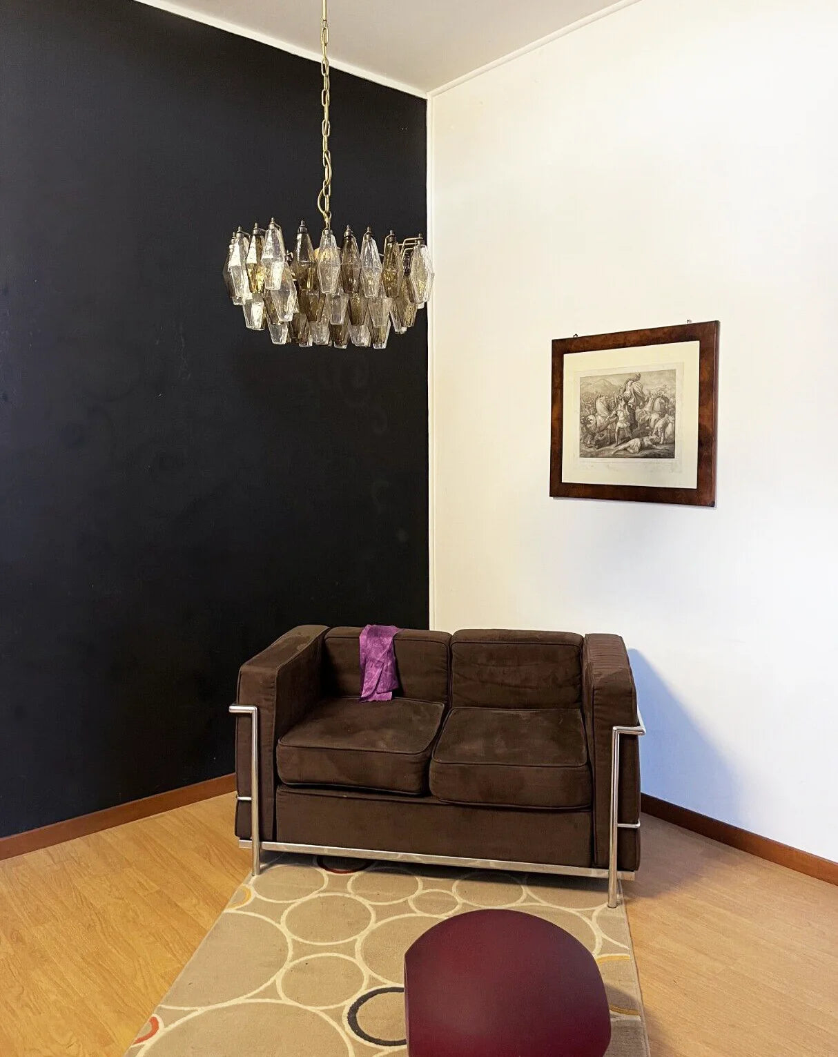 Smoked Poliedri Murano Glass Chandelier