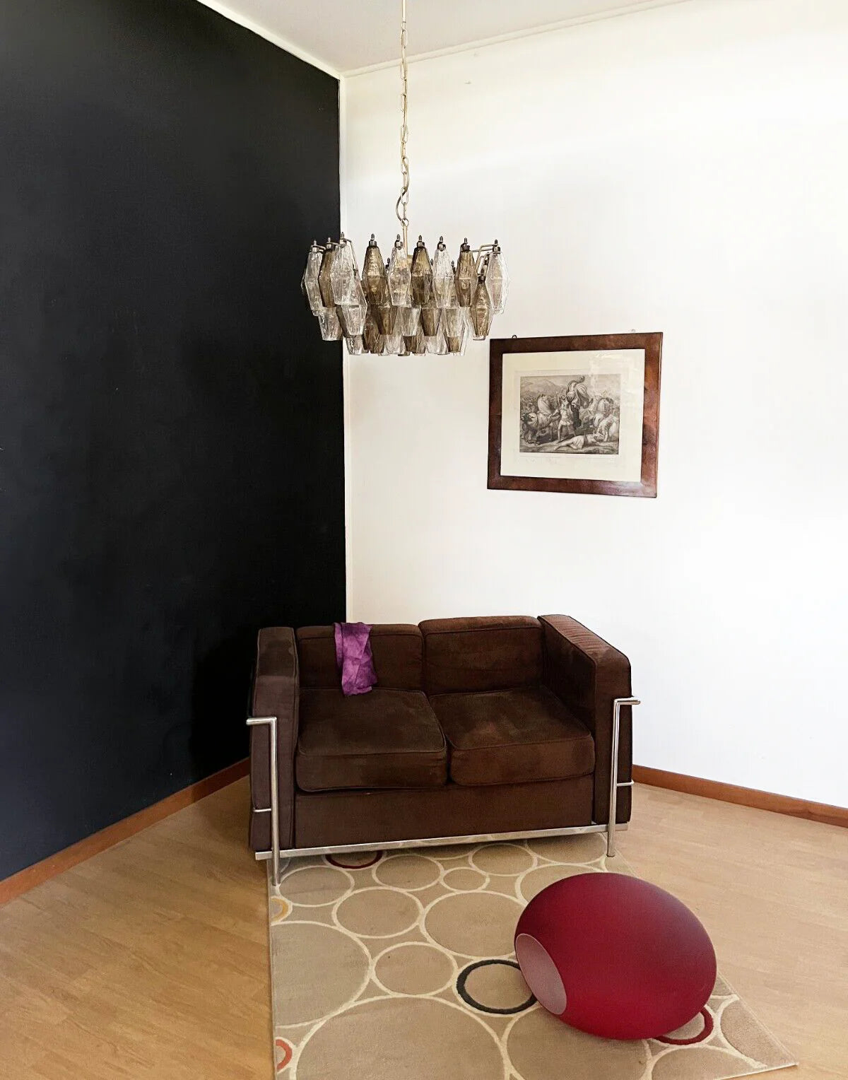 Smoked Poliedri Murano Glass Chandelier