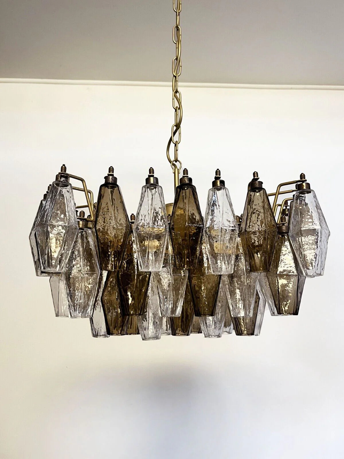 Smoked Poliedri Murano Glass Chandelier