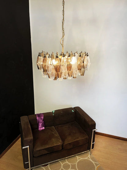 Smoked Poliedri Murano Glass Chandelier