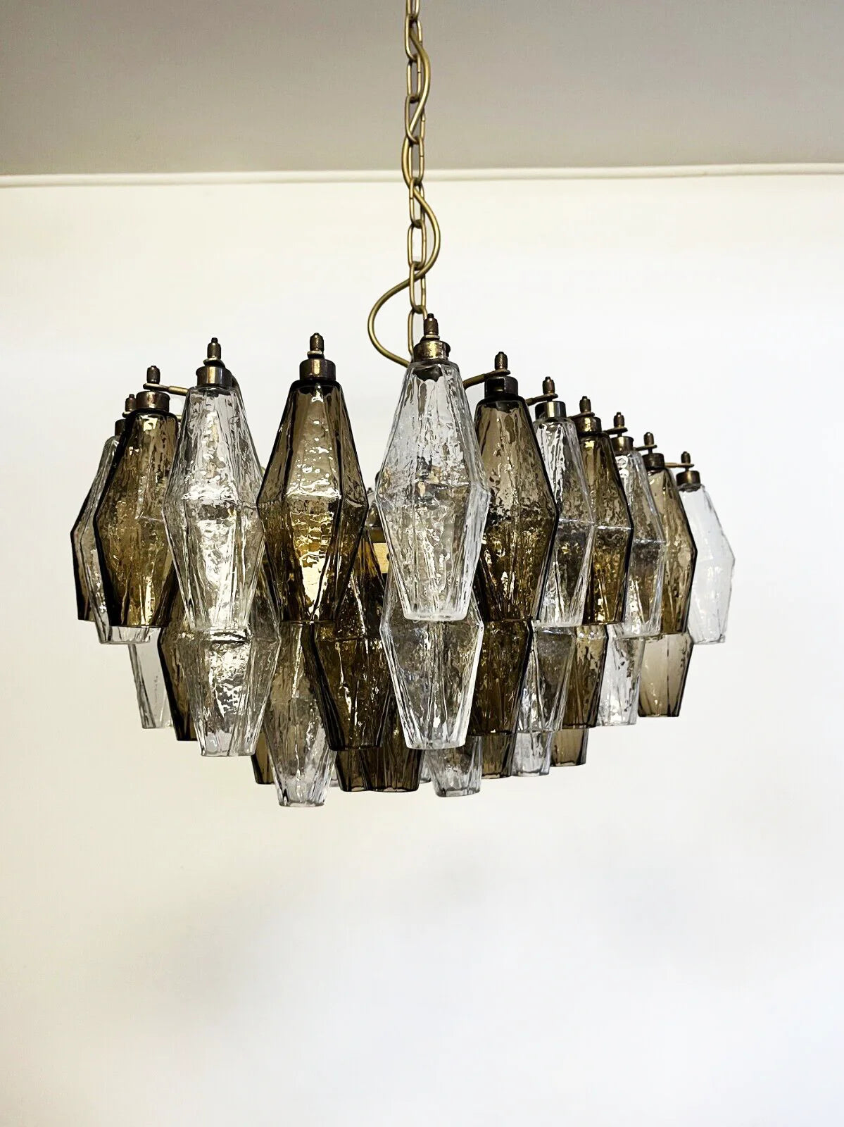 Smoked Poliedri Murano Glass Chandelier