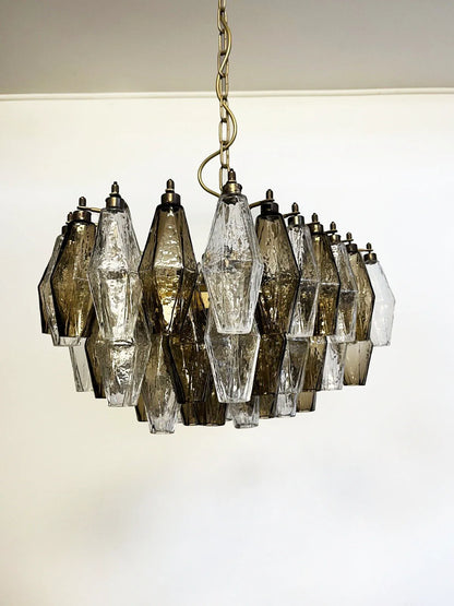 Smoked Poliedri Murano Glass Chandelier