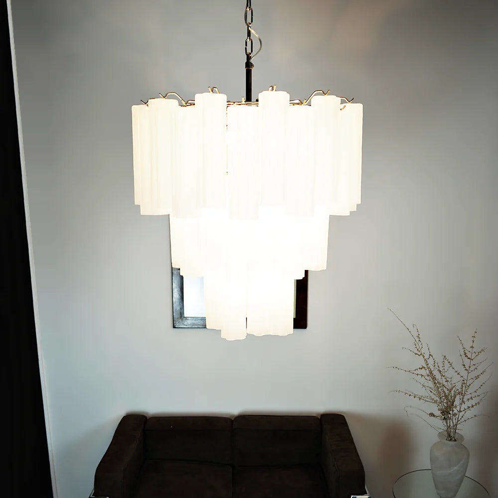 Grand Murano White Tube‑Glass Chandelier