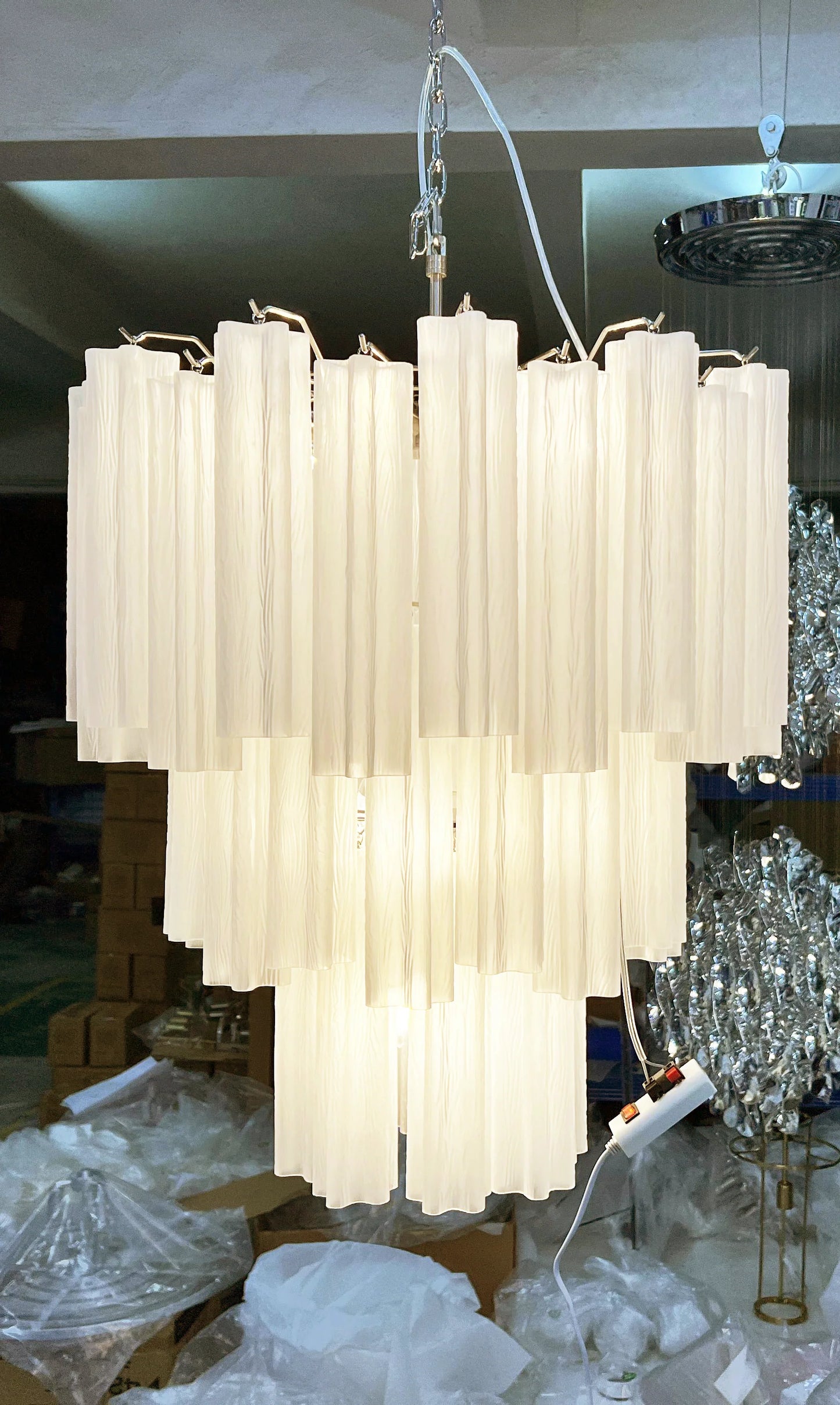Grand Murano White Tube‑Glass Chandelier