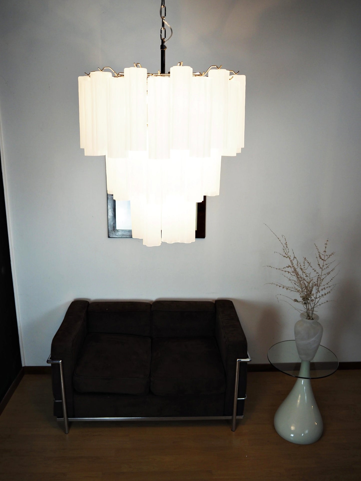 Grand Murano White Tube‑Glass Chandelier
