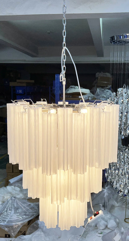 Grand Murano White Tube‑Glass Chandelier