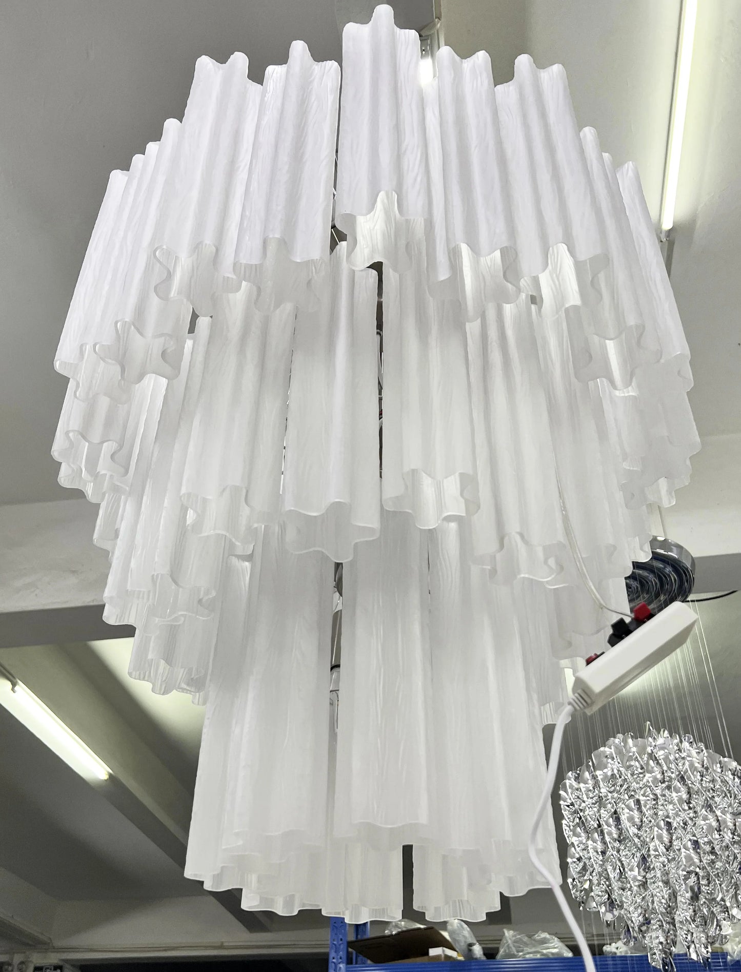 Grand Murano White Tube‑Glass Chandelier