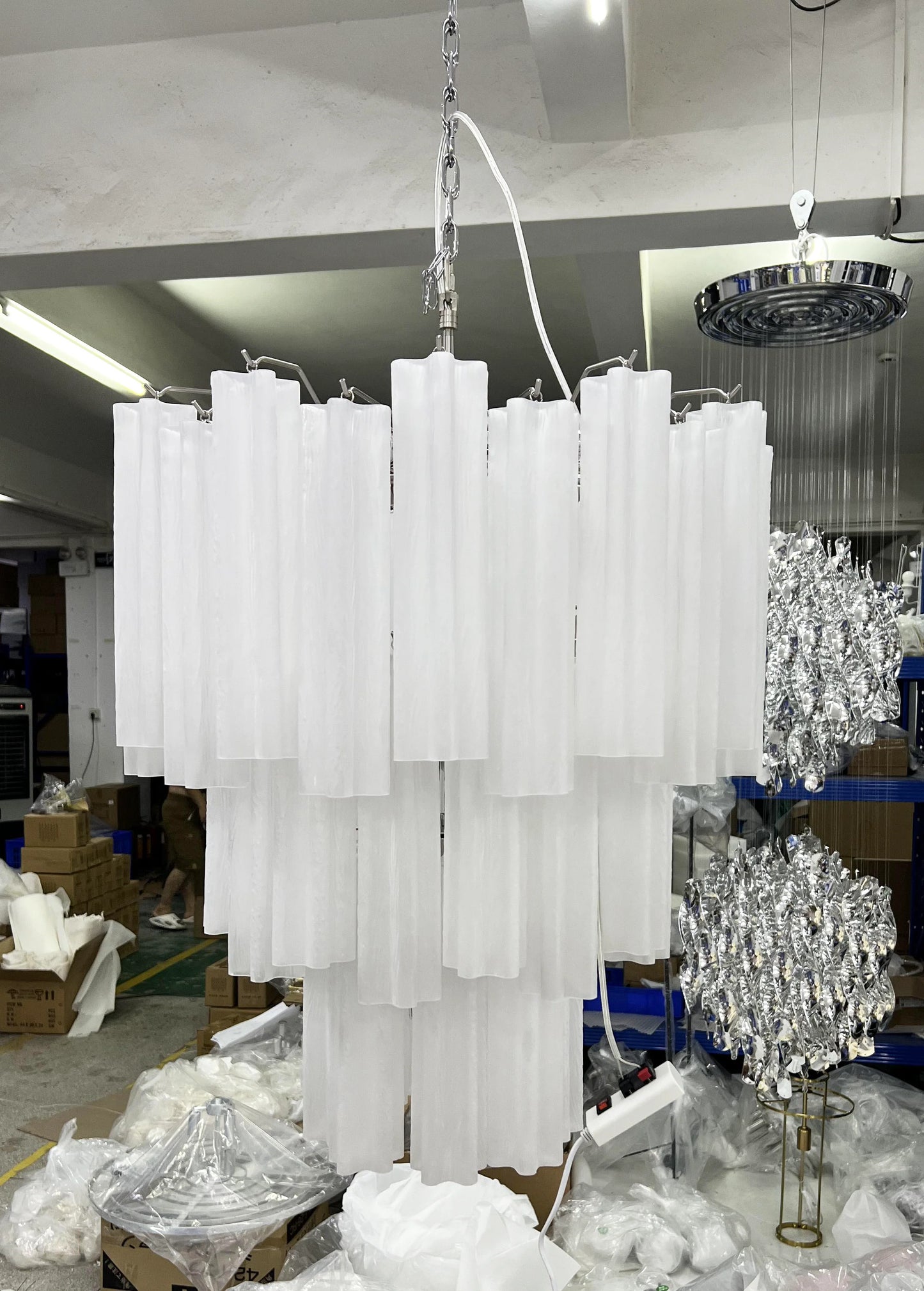 Grand Murano White Tube‑Glass Chandelier