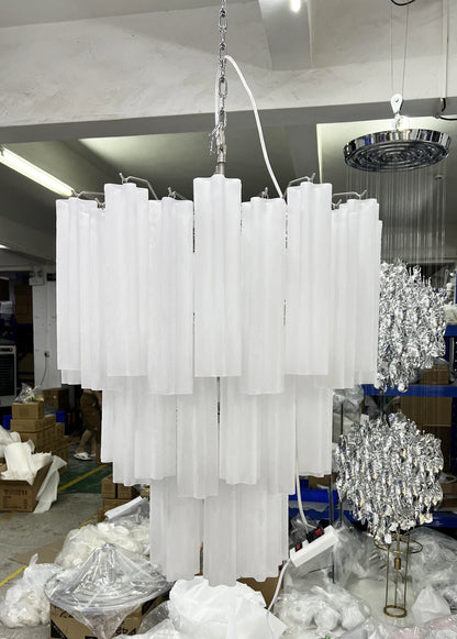 Grand Murano White Tube‑Glass Chandelier