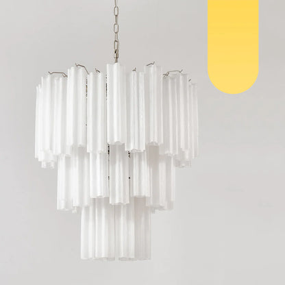 Grand Murano White Tube‑Glass Chandelier