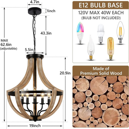 Adjustable Solid Wood Chandelier - Welfel