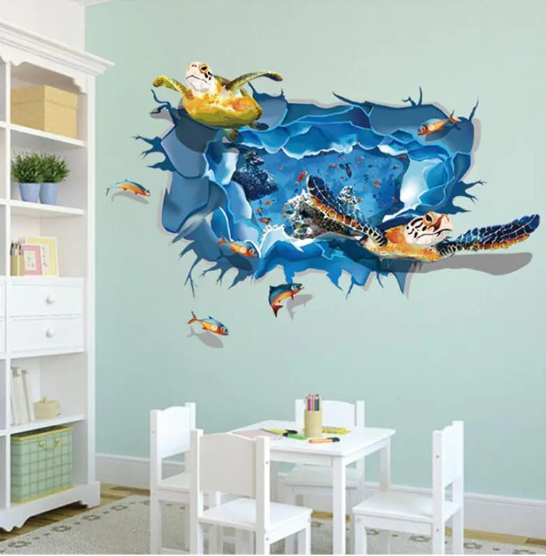 3D Turtle Theme Removable PVC Wall Stickers DLX0953