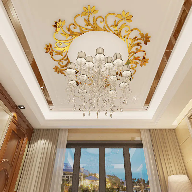 3D Mirror Flower Vine Acrylic Wall Stickers for Decor