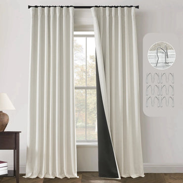 PANELSBURG Modern Neutral Cream Curtains 92 Inches Long Floor Length Curtains for Boys Girls Cute Bedroom Blackout 92 Inch Curtains Long Window Curtains Living Room