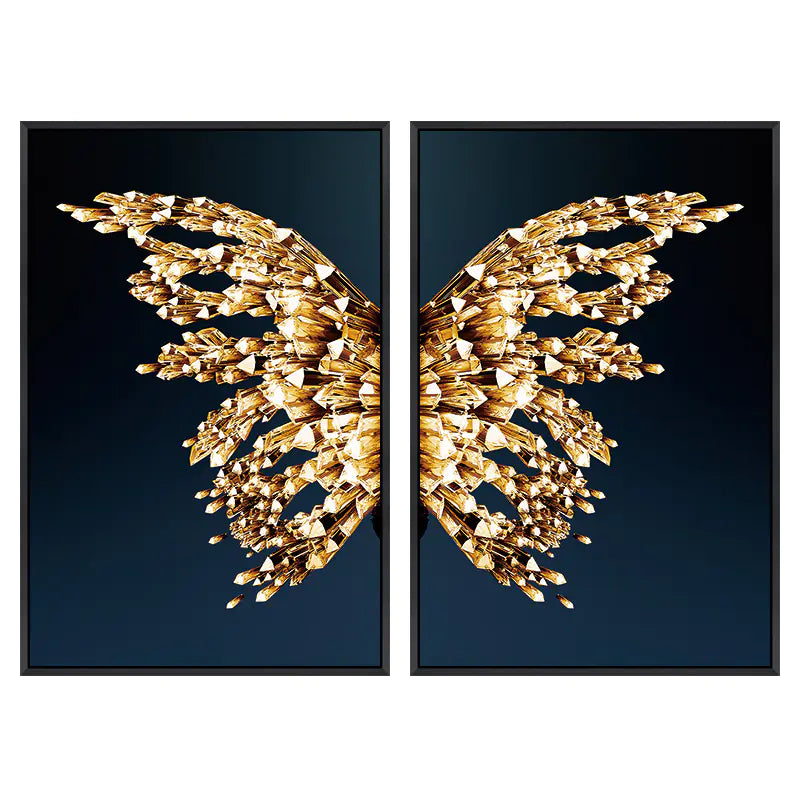 Abstract Gold Butterfly Wings Art for Living Room Decor
