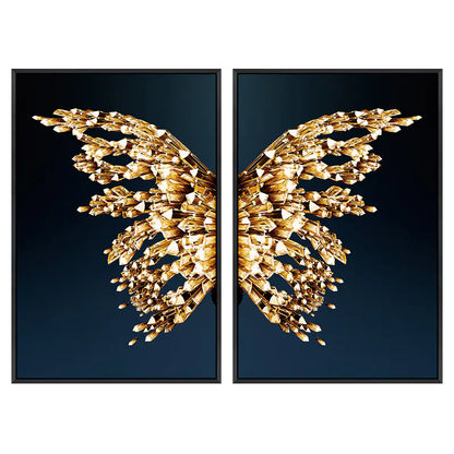 Abstract Gold Butterfly Wings Art for Living Room Decor