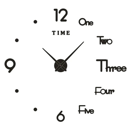 3D Wall Clock DIY Decorative Mirror Clock 50CM