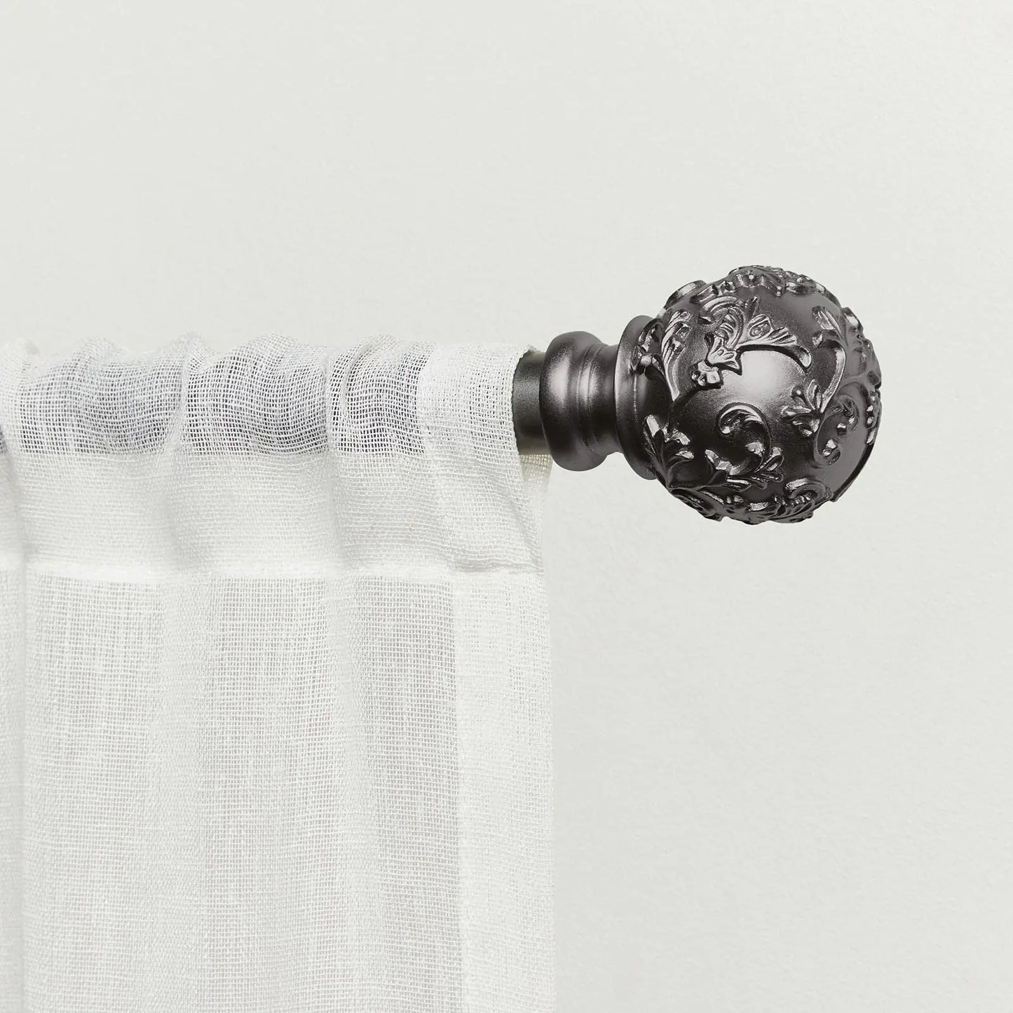 Exclusive Home Curtains Vine 1" Curtain Rod and Finial Set Gunmetal Adjustable 66"-120"