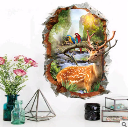 3D Wall Stickers with Scenic Deer for Bedroom Decor