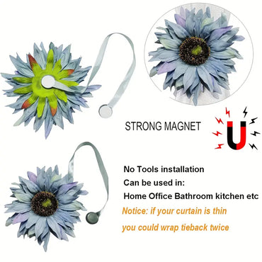 Large Sunflower Tie Back Clips for Curtains and Drapes