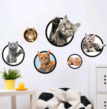 3D Cat Wall Stickers for Kids' Room Decoration