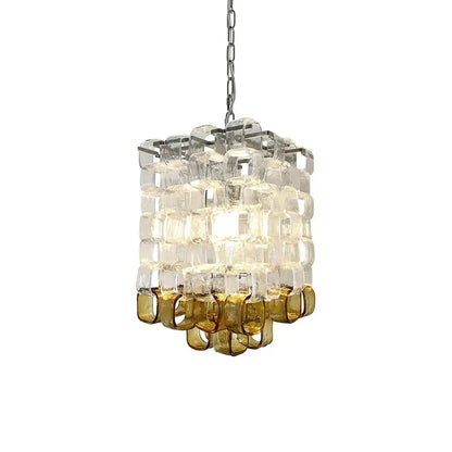 Amber Iceblock Glass Chandelier