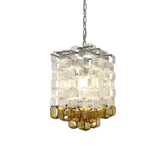 Amber Iceblock Glass Chandelier
