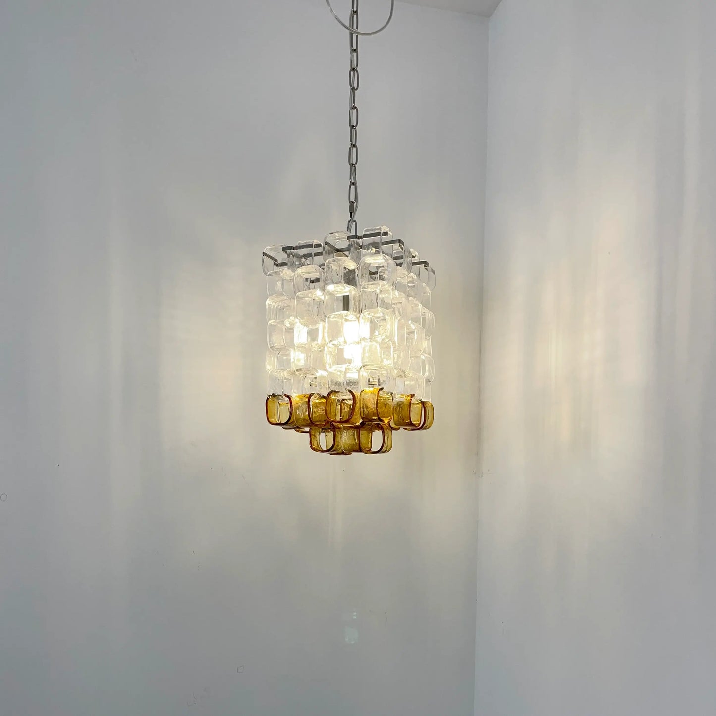 Amber Iceblock Glass Chandelier