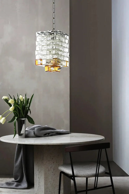 Amber Iceblock Glass Chandelier