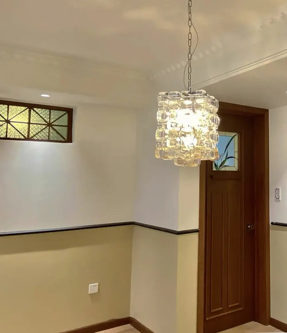 Amber Iceblock Glass Chandelier