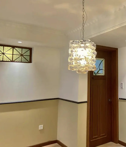 Amber Iceblock Glass Chandelier
