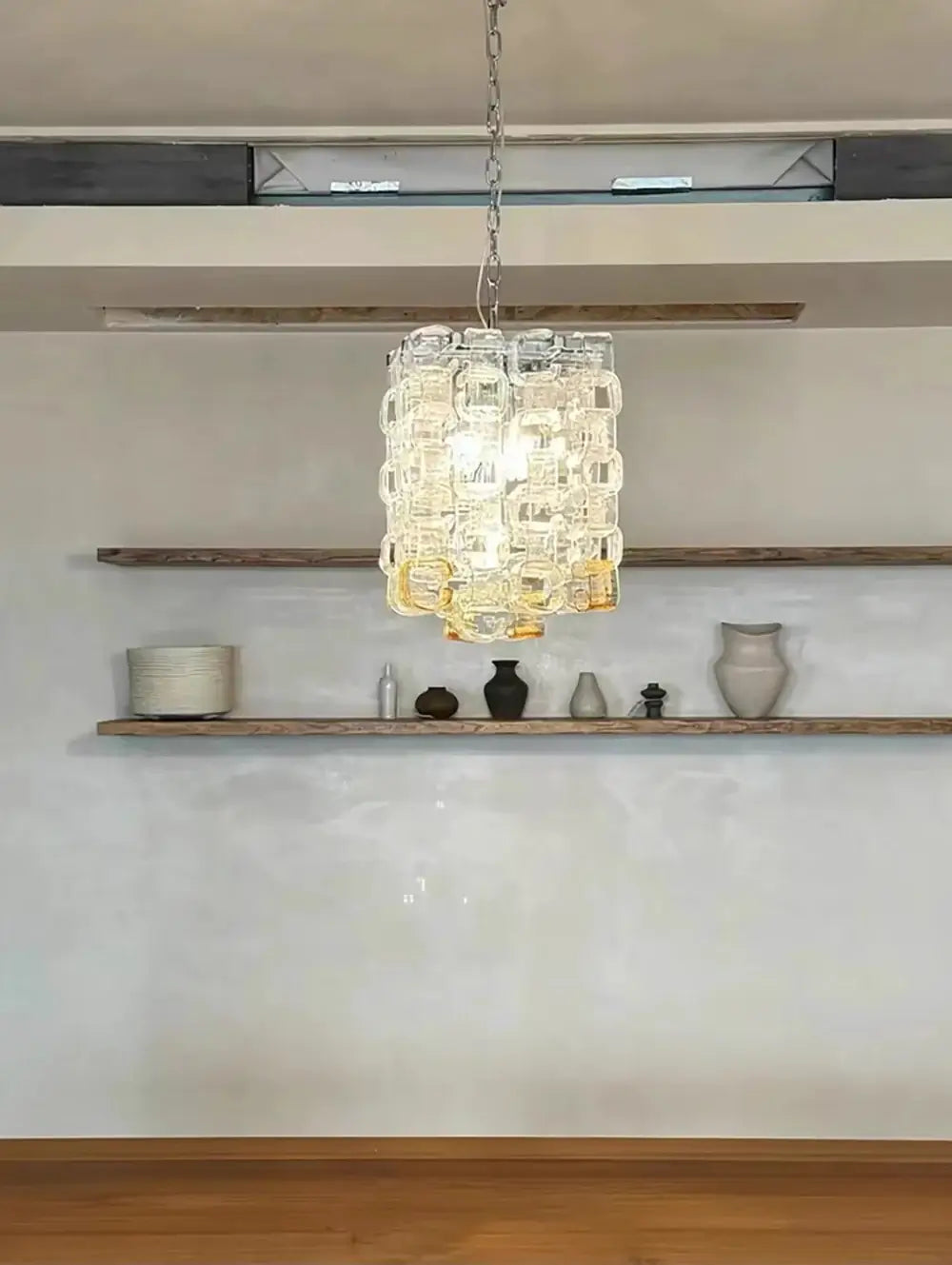 Amber Iceblock Glass Chandelier