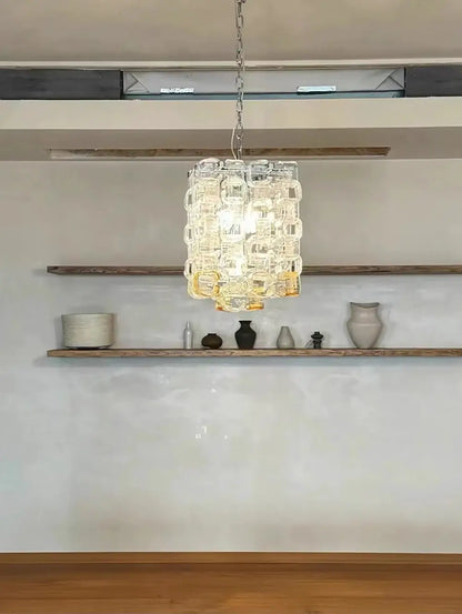 Amber Iceblock Glass Chandelier