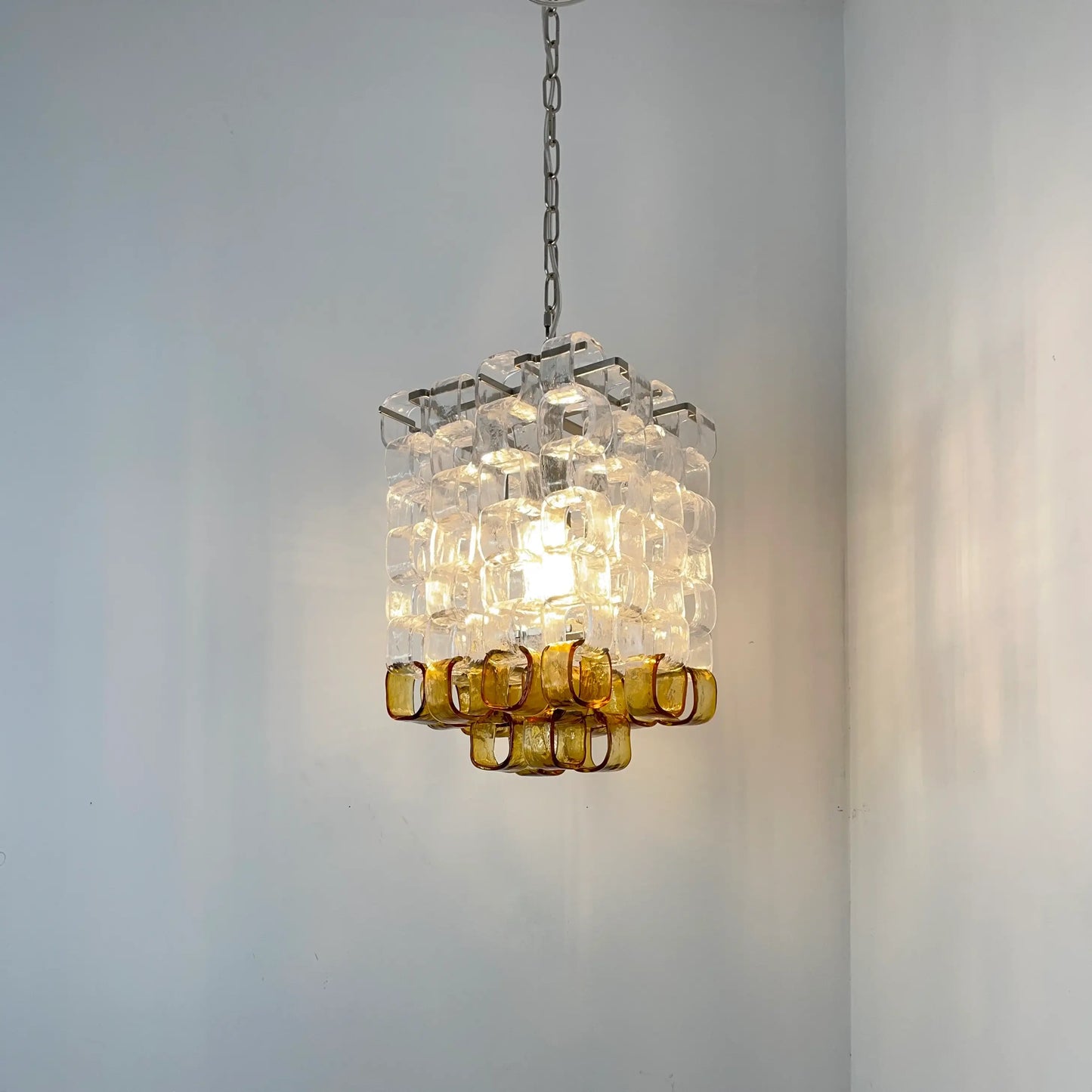 Amber Iceblock Glass Chandelier