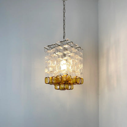 Amber Iceblock Glass Chandelier