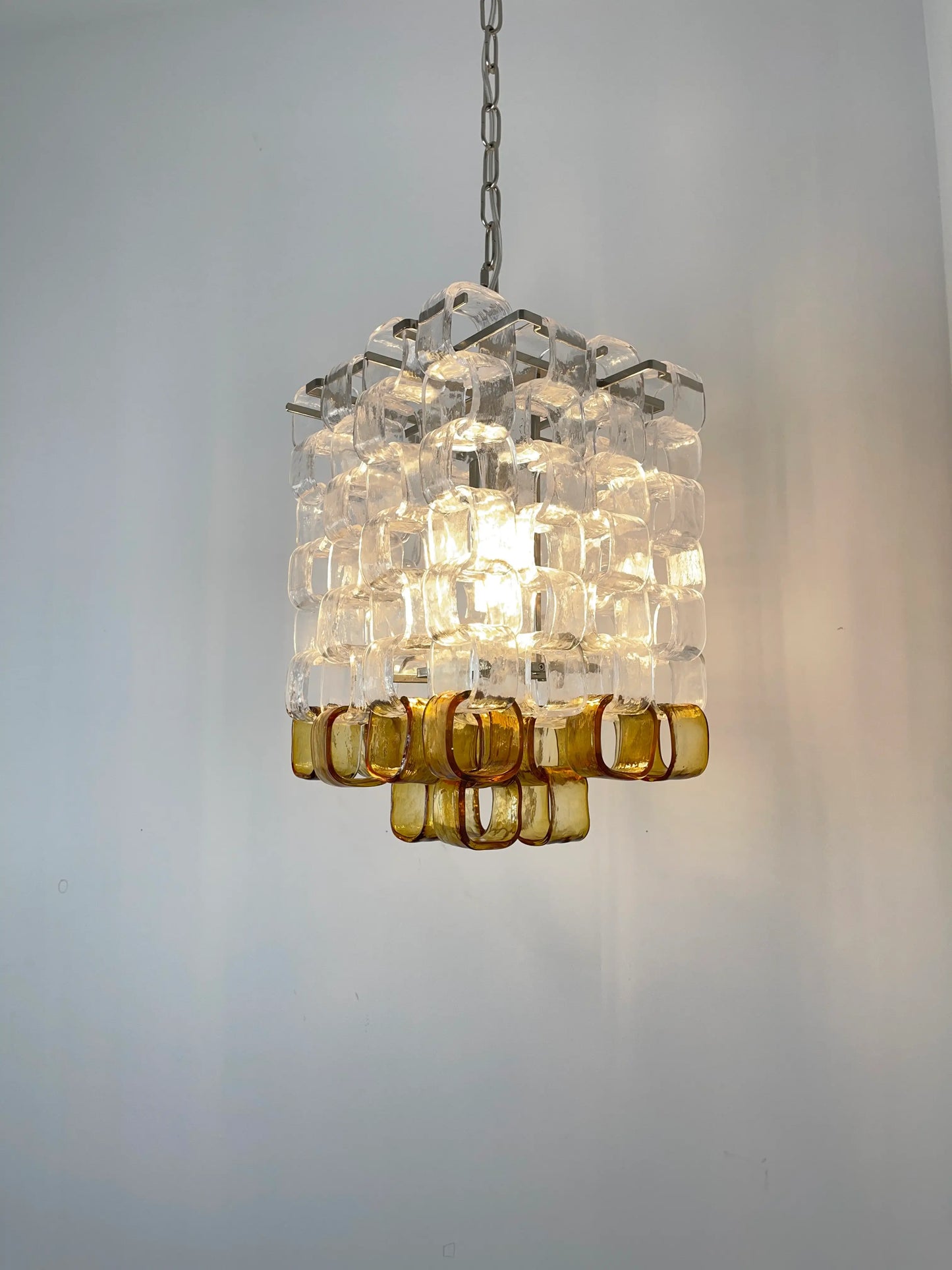Amber Iceblock Glass Chandelier