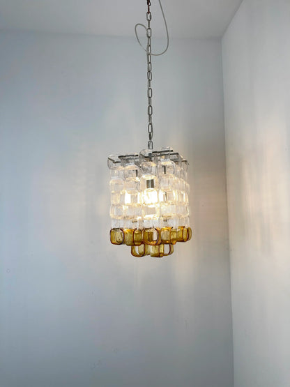 Amber Iceblock Glass Chandelier